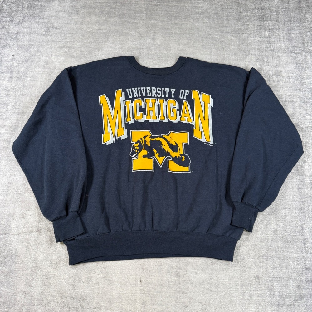 Vintage University of Michigan Sweatshirt Mens XL Blue 1993 Crewneck NCAA